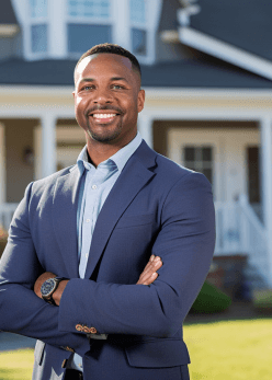 a man smiling with a suit